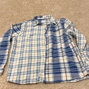 Zara Men's Casual Plaid Shirt in Blue and Cream